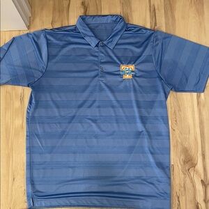 Antigua Men’s Blue Striped Polo Shirt with Lady Vol Logo Size L